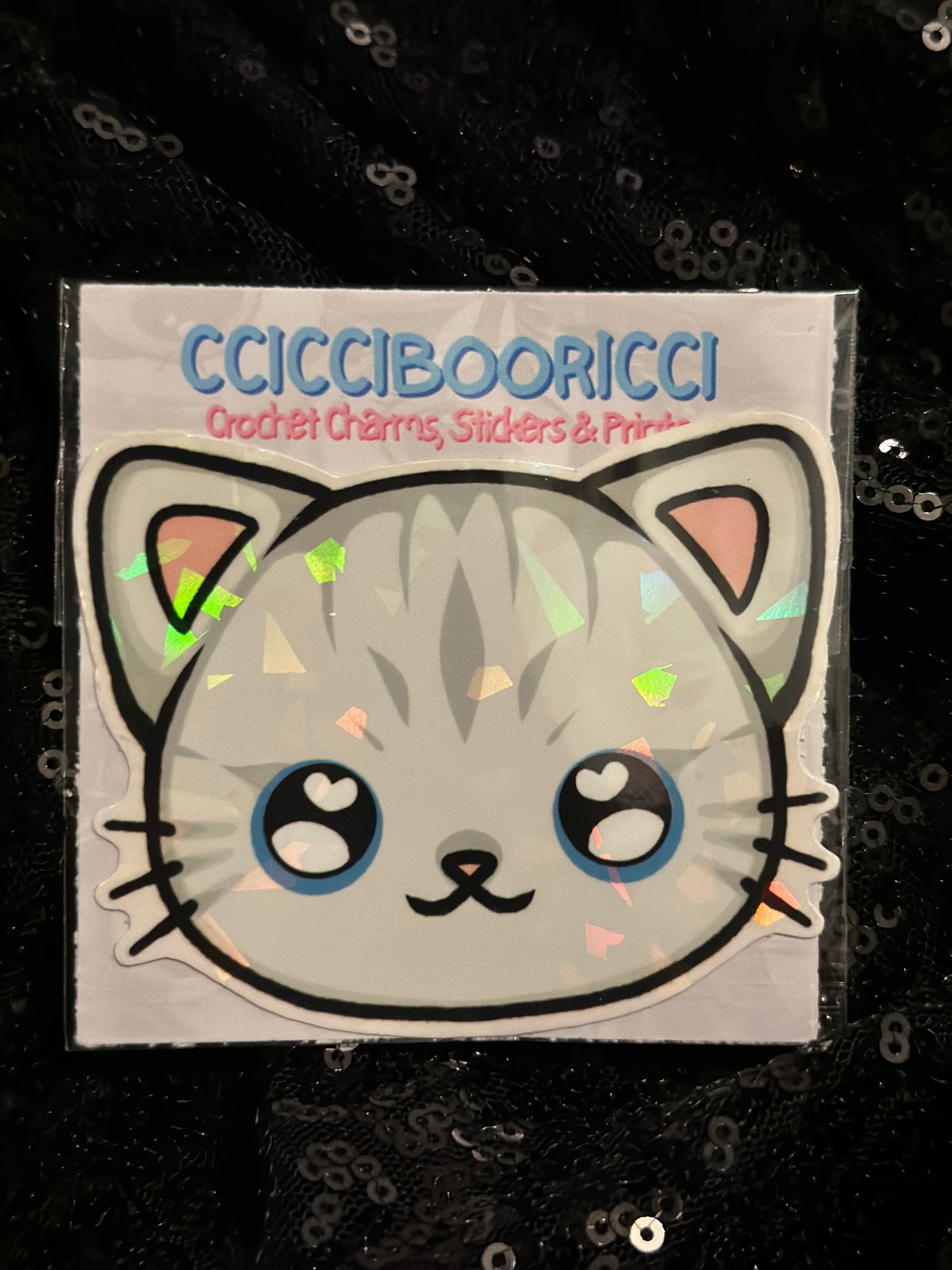 CCICCIBOORICCI Cat Art Glitter Stickers XL