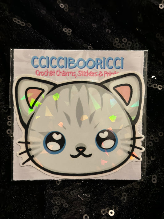 CCICCIBOORICCI Cat Art Glitter Stickers XL