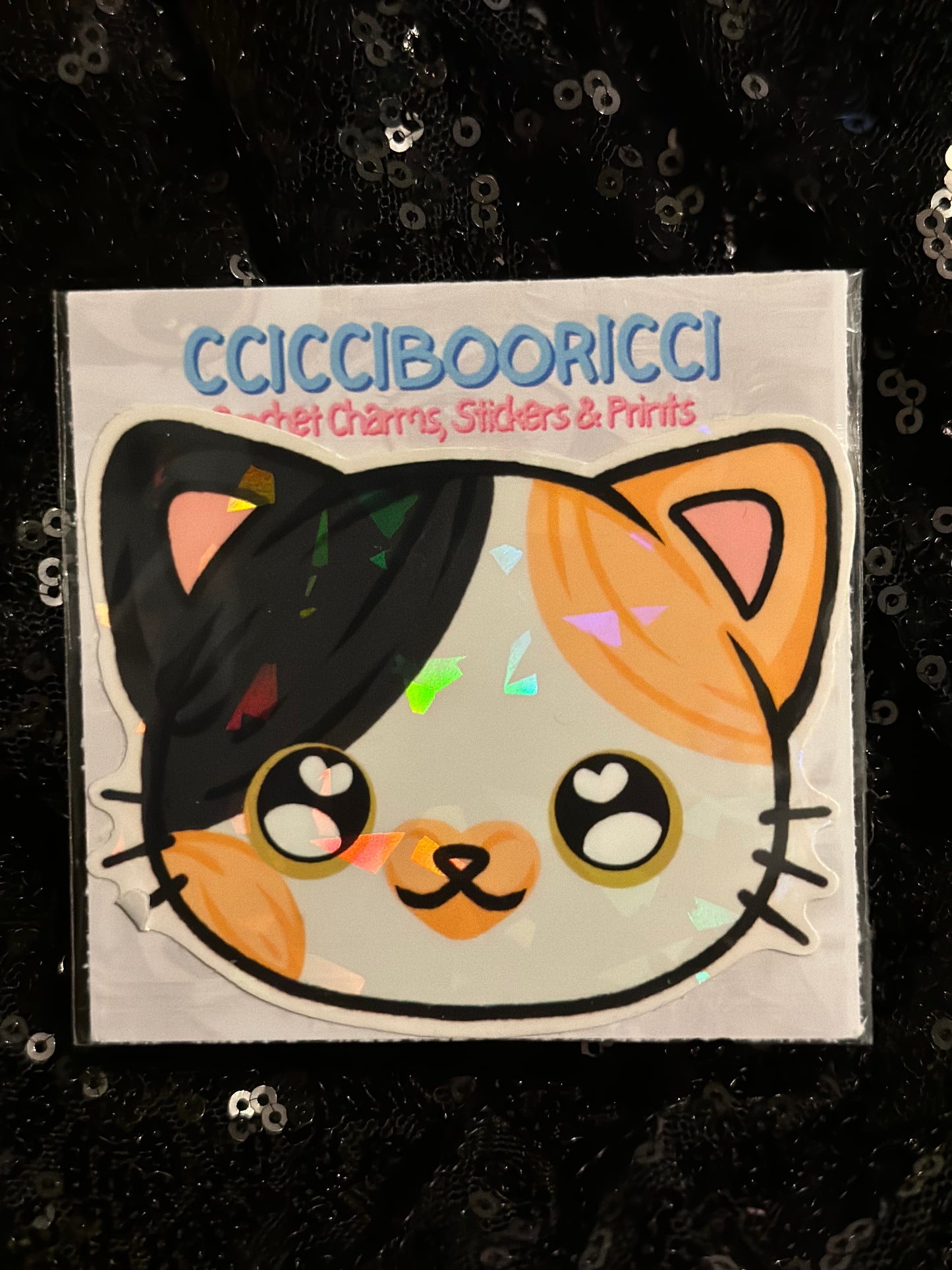 CCICCIBOORICCI Cat Art Glitter Stickers XL